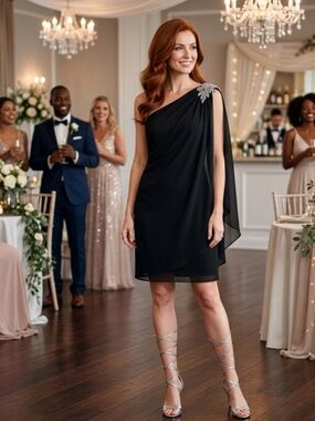 Bellissima Embroidered One Shoulder Cocktail Dress